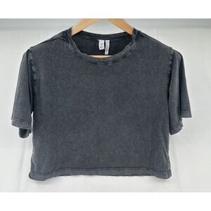 Z by Zella Women's Crop Top Shirt Short Sleeve Crewneck Black Size Smell